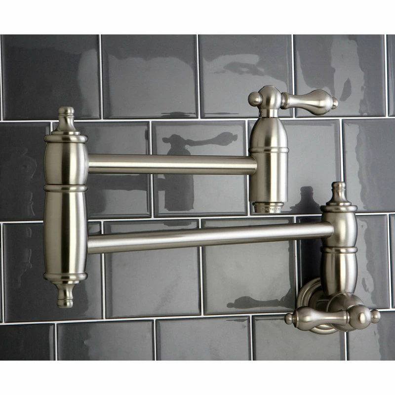 Buy ๐ Kingston Brass Wall Mount Pot Filler Kitchen Faucet, Brushed Nickel ๐ - Image 4