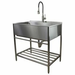 Wholesale 🥰 Transolid 36"x22" Stainless Steel Laundry Sink With Wash Stand In Brushed Satin 🔔