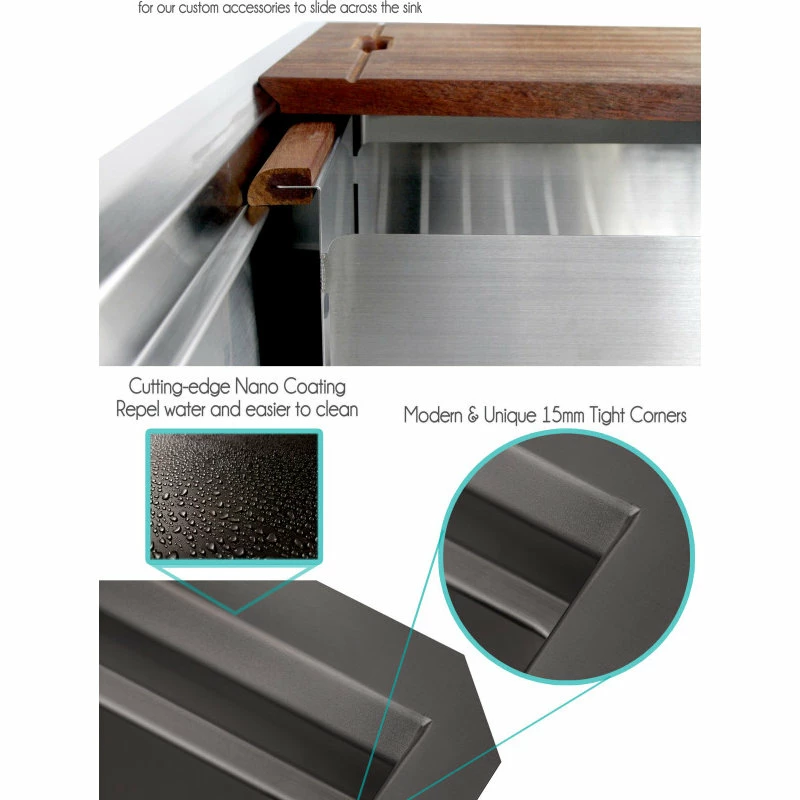 Cheap 🎉 Emoderndecor Workstation 36" Undermount 16Gauge SingleBowl Black Stainless Steel Kitchen Sink 👍 - Image 4