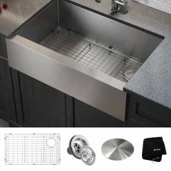 Best Sale 👍 Kraus USA, Inc. Standart PRO 33" Farmhouse Apron Stainless Steel 1-Bowl 16 Gauge Kitchen Sink ✔️
