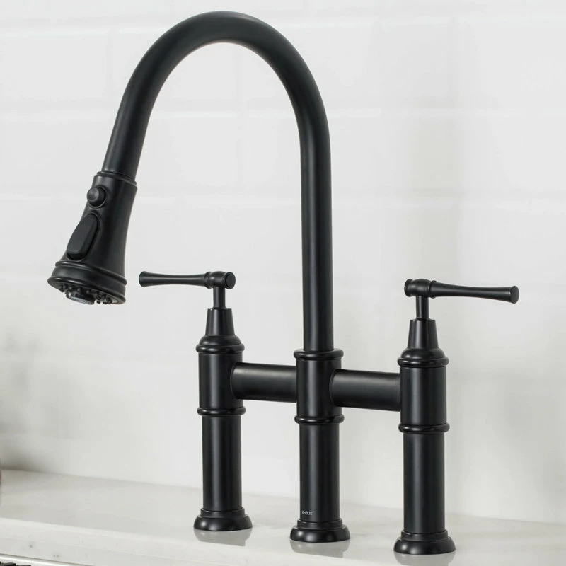 Wholesale 🎉 Kraus USA, Inc. Allyn Traditional 3-Function Bridge Pull-Down Kitchen Faucet Matte Black 😍 - Image 2