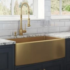 Budget ✨ Ruvati 36-inch Farmhouse Sink - Brass Tone Matte Gold Stainless Steel - RVH9880GG 💯