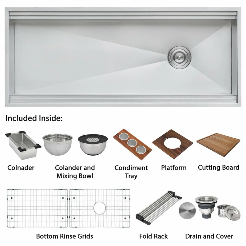 New 😍 Ruvati 45" Workstation Kitchen Sink Undermount Stainless Steel, RVH8333 💯 - Image 6