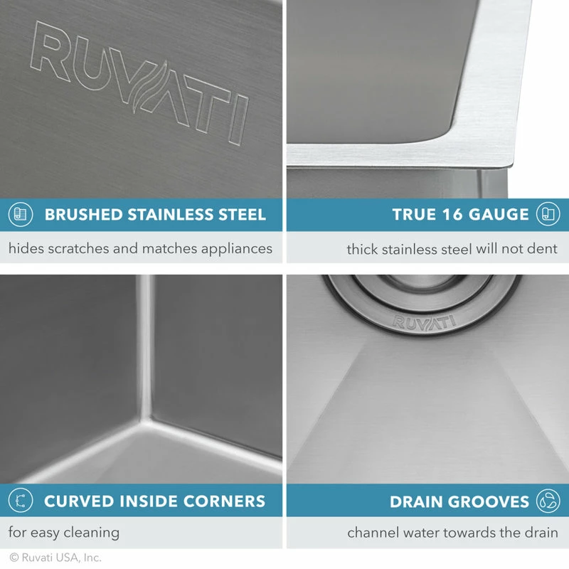 Deals 🎉 Ruvati 10 Inch Undermount Bar Prep Tight Raduis 16 Gauge Kitchen Sink Stainless ✨ - Image 5