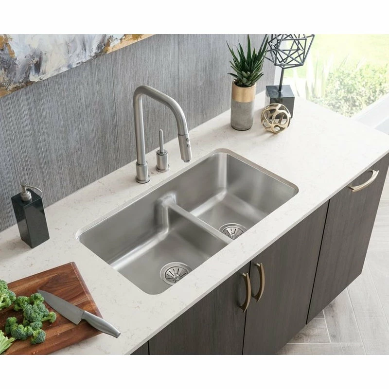Hot Sale 👏 Elkay Lustertone Stainless Steel 2 Bowl Sink With Aqua Divide, Lustrous Satin 😉 - Image 4