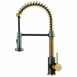 Promo 🔥 VIGO Edison Pull Down Kitchen Faucet, Matte Gold/Matte Black, Without Extras ⌛