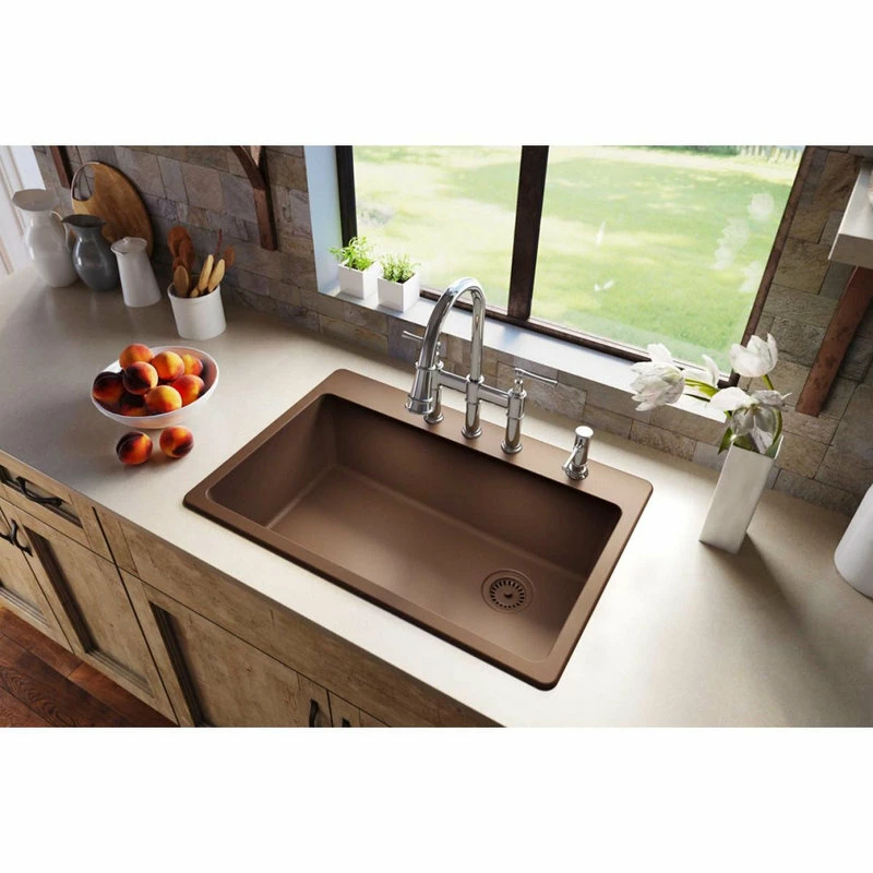 Top 10 😉 Elkay ELG13322MC0 Quartz Classic 33" X 22" X 9-1/2", Drop-in Sink, Mocha 🌟