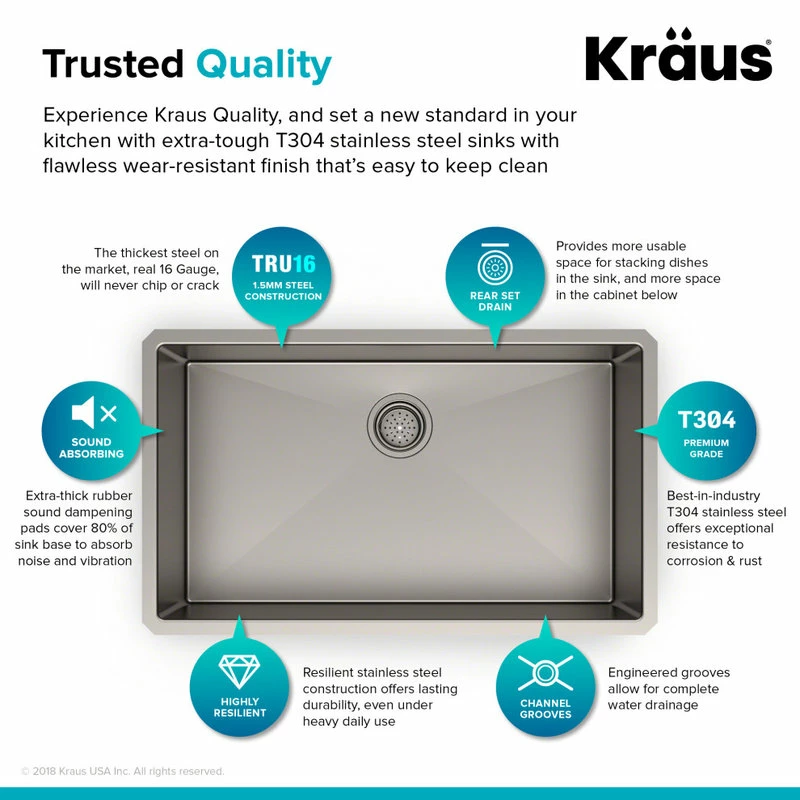 Cheap 🌟 Kraus USA, Inc. Standart PRO 32" Undermount Stainless Steel 1-Bowl 16 Gauge Kitchen Sink 😀 - Image 5