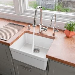 Budget 🌟 Alfi Trade ALFI White 20" Single Bowl Apron Fireclay Farmhouse Kitchen Sink 💯