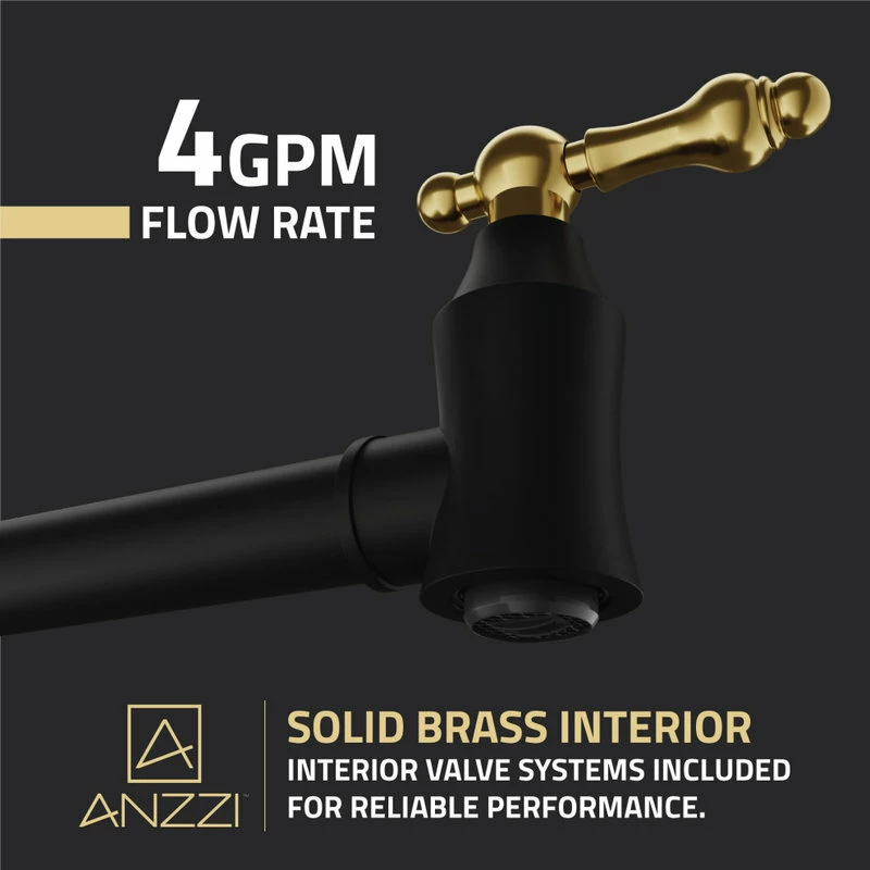 Brand new 😉 ANZZI 24" Wall Mounted Pot Filler With Dual Swivel, Matte Black And Brushed Gold 😍 - Image 6
