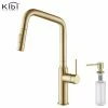 Top 10 🔔 Kibi USA Macon Single Handle Pull Down Kitchen Faucet, Brushed Gold, W/ Soap Dispenser 😉