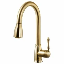 Cheapest ๐ Houzer Inc. Camden Pull Down Kitchen Faucet With CeraDox Technology, Brushed Brass ๐