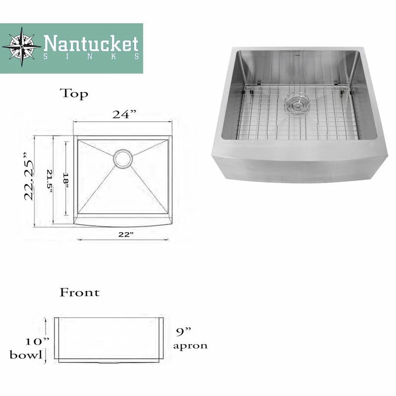 Best Sale 🌟 Nantucket Sinks 24" Pro Series Apron Farmhouse Stainless Steel Kitchen Sink ✨ - Image 12