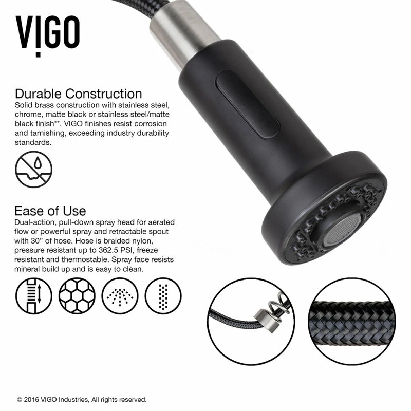 Best reviews of ๐ VIGO Edison Pull-Down Kitchen Faucet, Stainless Steel/Matte Black ๐ฅ - Image 7