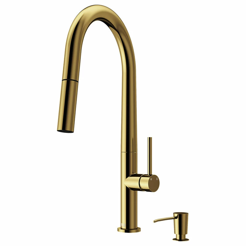 Promo 🥰 VIGO Greenwich Pull-Down Kitchen Faucet With Soap Dispenser, Matte Brushed Gold 👏