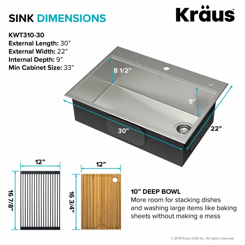 Top 10 โญ Kraus USA, Inc. Kore Drop-In Undermount Stainless Kitchen Sink, 30 Inch (Model Kwt310-30) ๐ฅ - Image 11