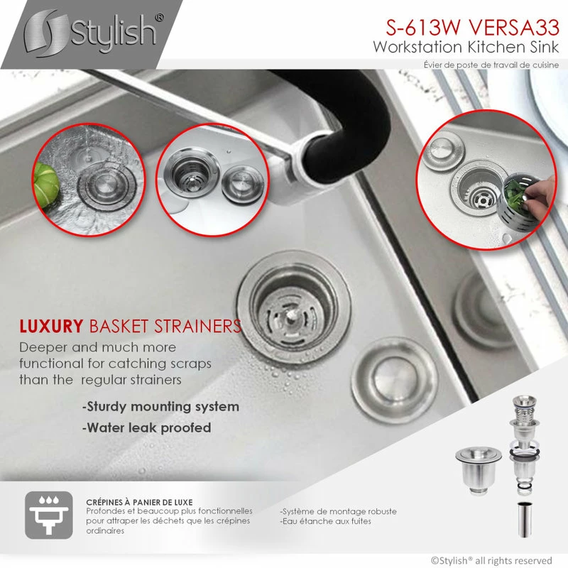 Best Sale ๐ Stylish 33"L X 19"W Stainless Steel Single Basin Undermount Workstation Kitchen Sink ๐ - Image 8