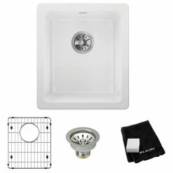 Cheapest ๐ SWU1517WHC Elkay Fireclay 16-7/16" Undermount Bar Sink Kit, White ๐