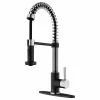 Hot Sale 👍 VIGO Edison Pull-Down Kitchen Faucet With Deck Plate, Stainless Steel/Matte Blac ⌛