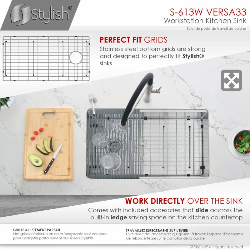 Best Sale ๐ Stylish 33"L X 19"W Stainless Steel Single Basin Undermount Workstation Kitchen Sink ๐ - Image 7