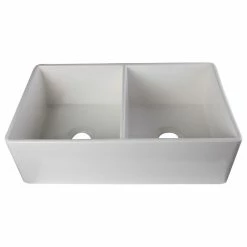 Hot Sale 👏 Alfi Trade Double Bowl Fireclay Farmhouse Sink, White 😀