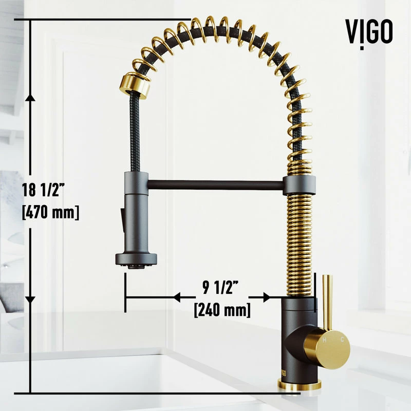 Promo 🔥 VIGO Edison Pull Down Kitchen Faucet, Matte Gold/Matte Black, Without Extras ⌛ - Image 9