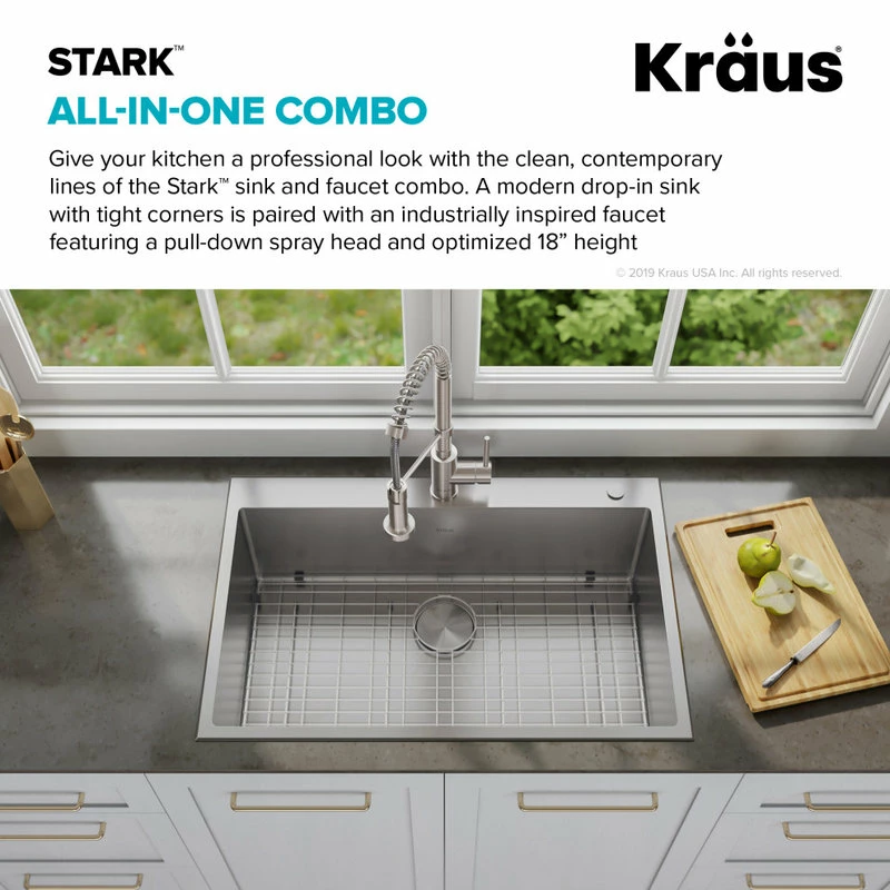 Best reviews of 👍 Kraus USA, Inc. Stark 33" Drop-In Undermount Kitchen Sink, Pulldown Faucet, Stainless Steel ⌛ - Image 7