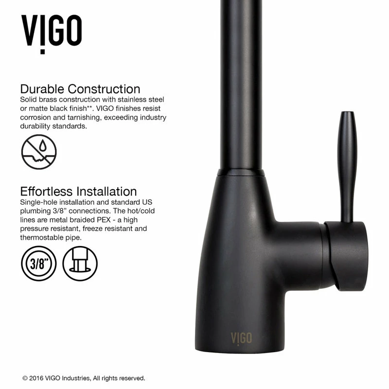 Flash Sale โ VIGO Graham Pull-Down Spray Kitchen Faucet, Matte Black โ - Image 6