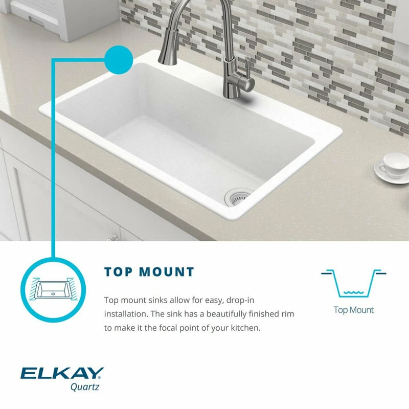 Top 10 😉 Elkay ELG13322MC0 Quartz Classic 33" X 22" X 9-1/2", Drop-in Sink, Mocha 🌟 - Image 9