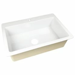 Discount 🛒 SINKOLOGY Jackson 33" Drop-in Fireclay Single Bowl Kitchen Sink In Crisp White, 1 Hole 😀
