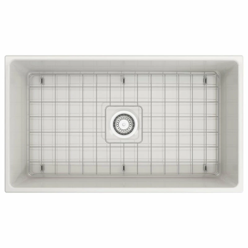 Cheap ✔️ BOCCHI USA Contempo Farmhouse Kitchen Sink With Grid And Strainer, 33", White 🎉 - Image 5