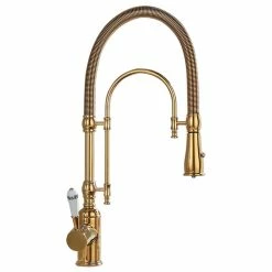 Deals ✨ Homary High Arc Swiveling Pull Out Spray Kitchen Faucet With Single Porcelain Handle, G ✔️