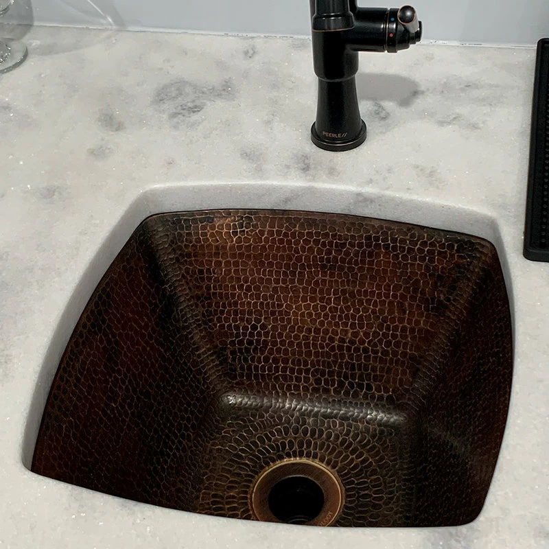Discount ❤️ Premier Copper Products 15" Square 🔨 Hammered Copper Bar/Prep Sink With 2" Drain Size, 2" 👏 - Image 5