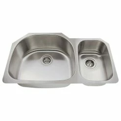 New 🔥 MR Direct Sinks And Faucets 509 Offset Double Bowl Stainless Steel Kitchen Sink, Wide Left, Sink Only ⭐
