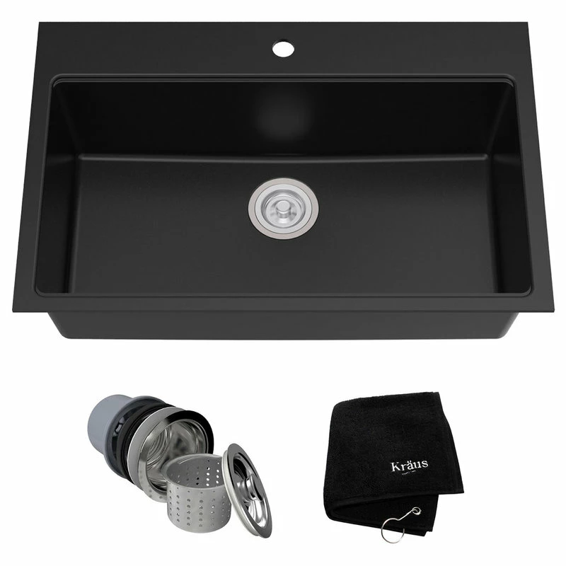 Top 10 👏 Kraus USA, Inc. Kraus KGD-412 30-3/4" Single Basin Dual Mount (Drop In Or - Black Onyx 🥰