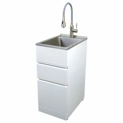 Cheap 💯 Transolid 15.5"x22.4" Metal Laundry/Utility Sink And Cabinet, Gloss White 👍