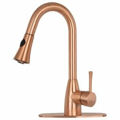 Budget ⌛ Akicon Copper Pull Down Kitchen Faucet, Single Level Solid Brass Kitchen Sink Faucets ✨