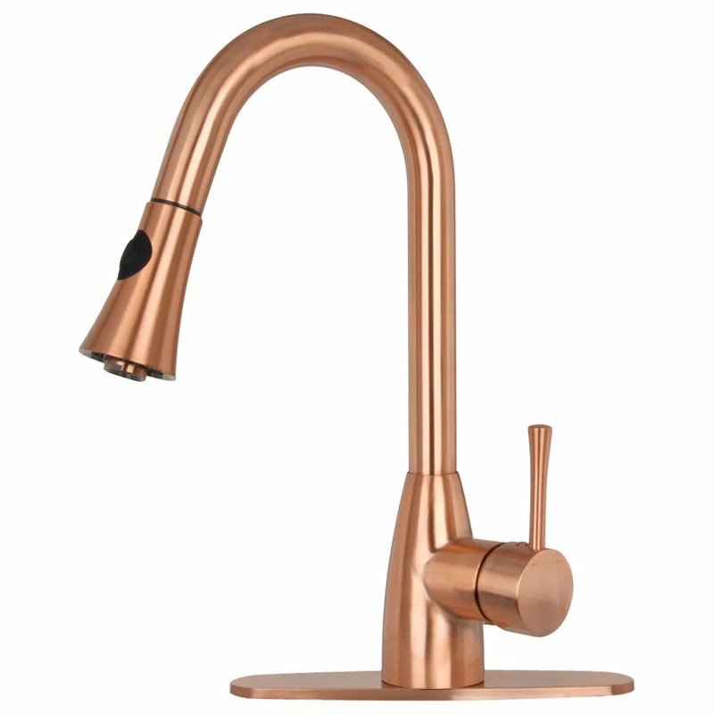 Budget โ Akicon Copper Pull Down Kitchen Faucet, Single Level Solid Brass Kitchen Sink Faucets โจ
