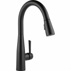 Promo 😍 Delta Faucet Delta Essa Single Handle Pull-Down Kitchen Faucet, Matte Black, 9113-BL-DST 💯