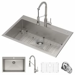 Best reviews of 👍 Kraus USA, Inc. Stark 33" Drop-In Undermount Kitchen Sink, Pulldown Faucet, Stainless Steel ⌛