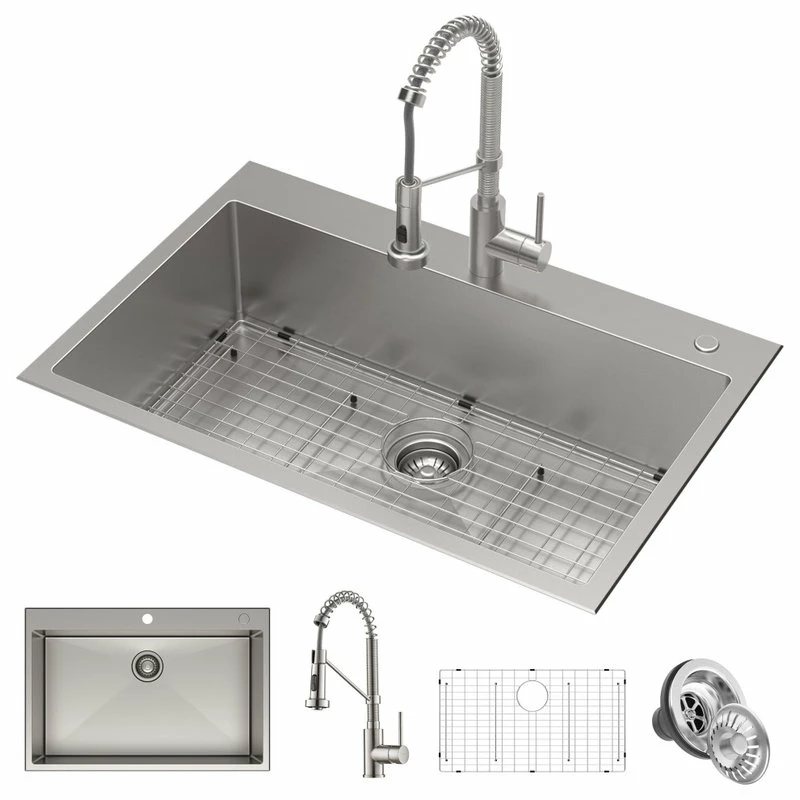 Best reviews of 👍 Kraus USA, Inc. Stark 33" Drop-In Undermount Kitchen Sink, Pulldown Faucet, Stainless Steel ⌛