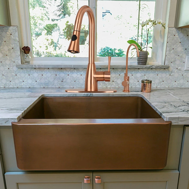 Budget โ Akicon Copper Pull Down Kitchen Faucet, Single Level Solid Brass Kitchen Sink Faucets โจ - Image 2