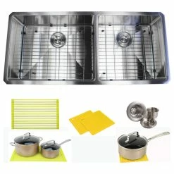 Best deal 🔥 Emoderndecor 42" 16 Gauge Undermount Double Bowl Stainless Steel Sink Package ❤️