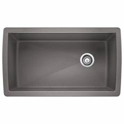 New ⭐ Blanco 441764 18.5"x33.5" Granite Single Undermount Kitchen Sink, Metallic Gray 😉