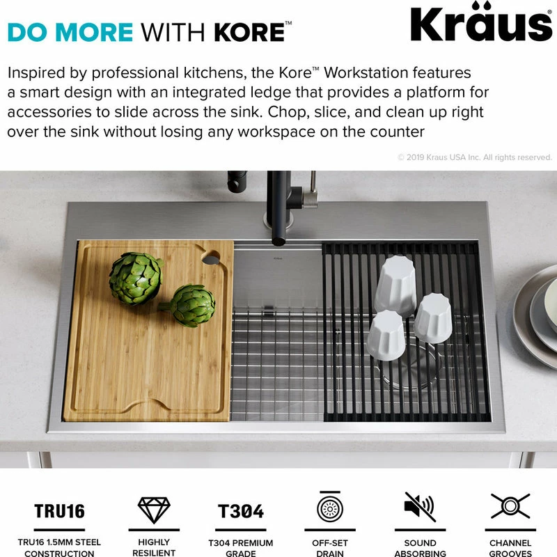 Top 10 โญ Kraus USA, Inc. Kore Drop-In Undermount Stainless Kitchen Sink, 30 Inch (Model Kwt310-30) ๐ฅ - Image 4