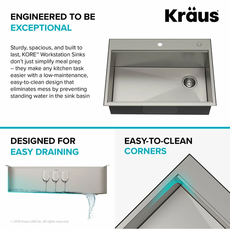 Top 10 โญ Kraus USA, Inc. Kore Drop-In Undermount Stainless Kitchen Sink, 30 Inch (Model Kwt310-30) ๐ฅ - Image 8