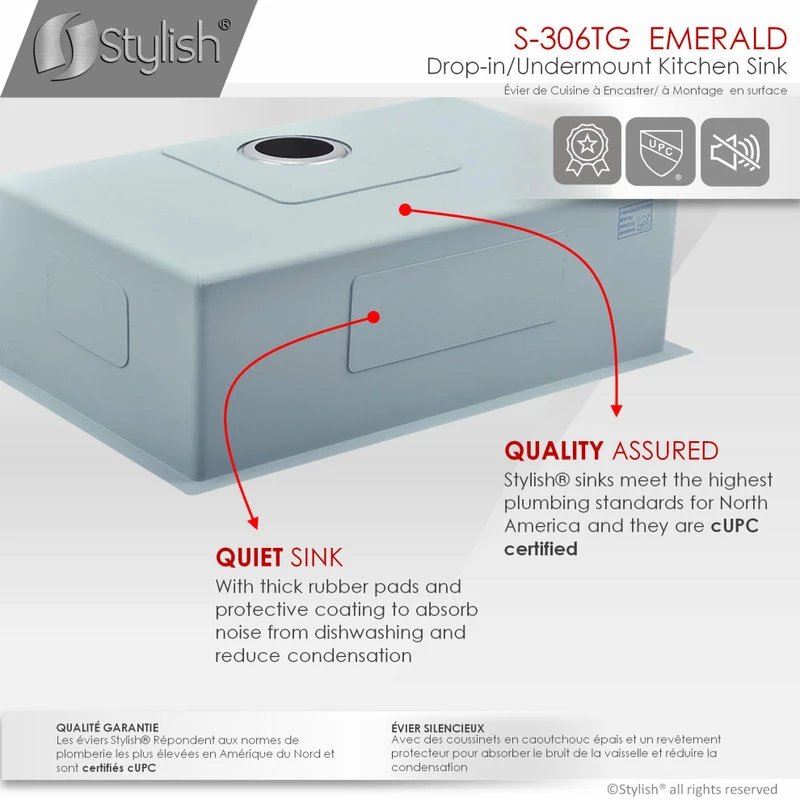 New 👏 Stylish 28"x18" Stainless Steel Single Bowl Dualmount Kitchen Sink ⌛ - Image 3