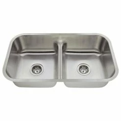Best Sale 🔔 MR Direct Sinks And Faucets 512 Half Divide Double Bowl Stainless Steel Kitchen Sink, 16-Gauge, Sink Only 🥰