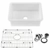 Deals 🥰 Kibi USA 27" White Fireclay Farmhouse Undermount Kitchen Sink With Bottom Grid And Strain 🥰