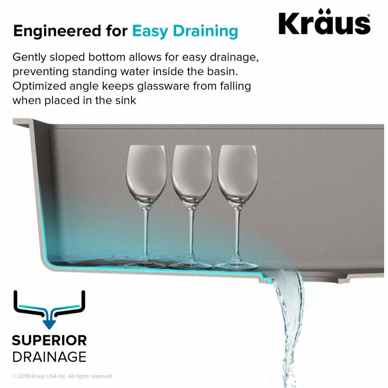 Cheap 😍 Kraus USA, Inc. Quarza 25" Drop-In Undermount Granite Composite 1-Bowl Kitchen Sink, Grey 😉 - Image 3